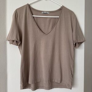 Zara Women's Beige Short Sleeve Tee